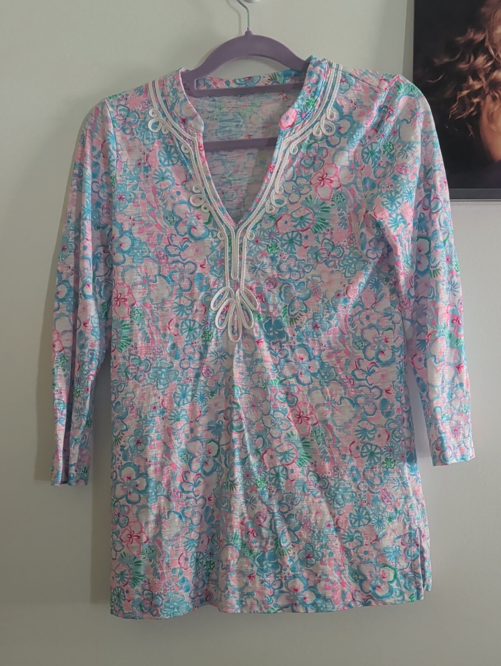 Lilly Pulitzer Pink, Aqua and Mint Floral Tunic